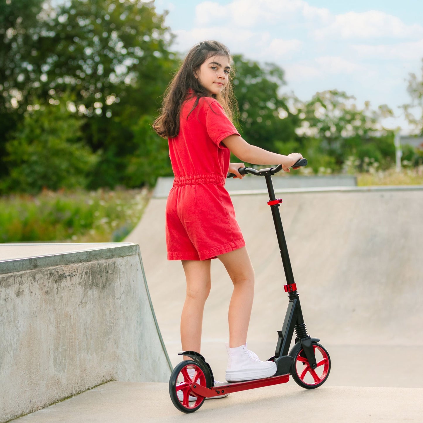 Burgundy - Big 2 Wheel Scooter - Littletrax Kids Electric Bikes
