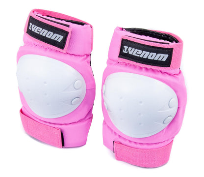 Venom Triple Knee/Elbow/Wrist Pad Set - Pink White - Littletrax Kids Electric Bikes