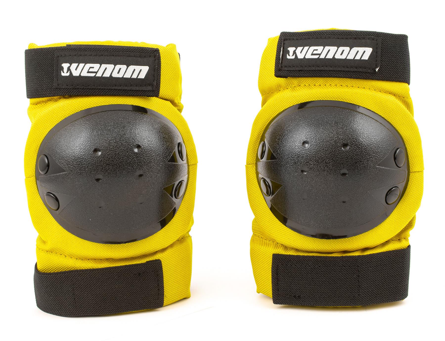 Venom Triple Knee/Elbow/Wrist Pad Set - Yellow Black - Littletrax Kids Electric Bikes