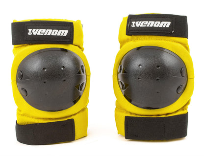 Venom Triple Knee/Elbow/Wrist Pad Set - Yellow Black - Littletrax Kids Electric Bikes