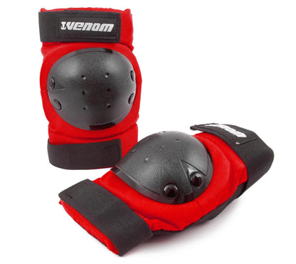 Venom Triple Knee/Elbow/Wrist Pad Set - Red Black - Littletrax Kids Electric Bikes