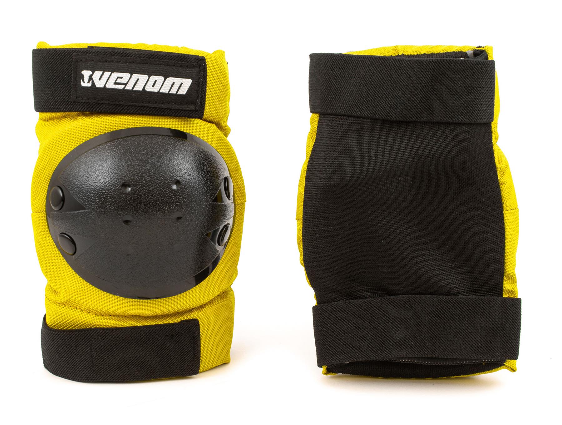 Venom Triple Knee/Elbow/Wrist Pad Set - Yellow Black - Littletrax Kids Electric Bikes