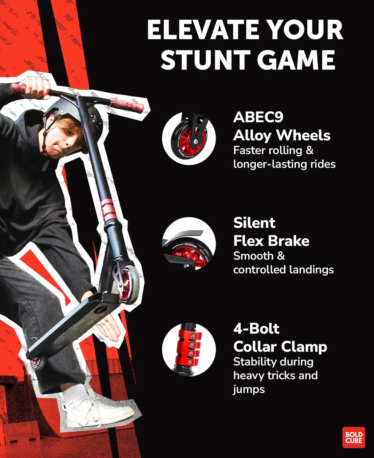 Black - Deluxe Stunt Scooter - Littletrax Kids Electric Bikes