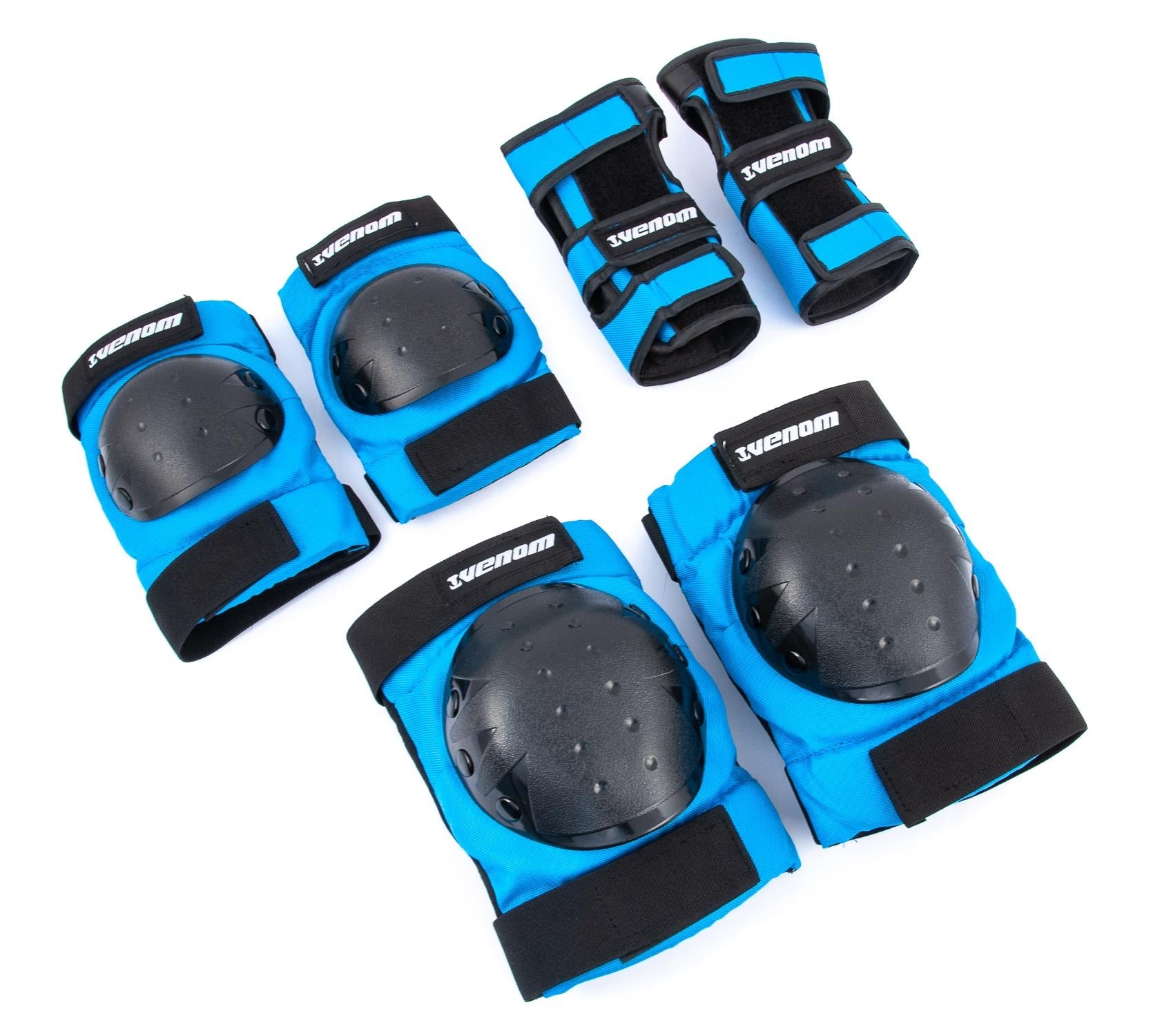 Venom Triple Knee/Elbow/Wrist Pad Set - Blue Black - Littletrax Kids Electric Bikes
