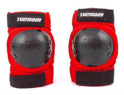 Venom Triple Knee/Elbow/Wrist Pad Set - Red Black - Littletrax Kids Electric Bikes