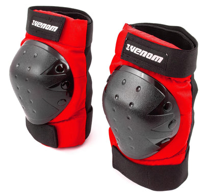 Venom Triple Knee/Elbow/Wrist Pad Set - Red Black - Littletrax Kids Electric Bikes
