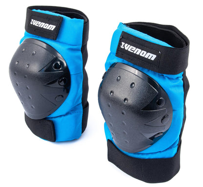 Venom Triple Knee/Elbow/Wrist Pad Set - Blue Black - Littletrax Kids Electric Bikes