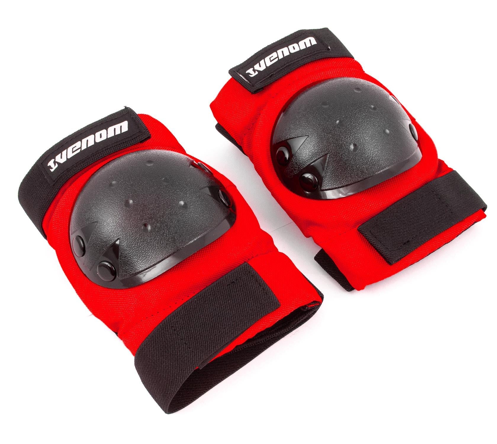 Venom Triple Knee/Elbow/Wrist Pad Set - Red Black - Littletrax Kids Electric Bikes