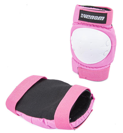 Venom Triple Knee/Elbow/Wrist Pad Set - Pink White - Littletrax Kids Electric Bikes