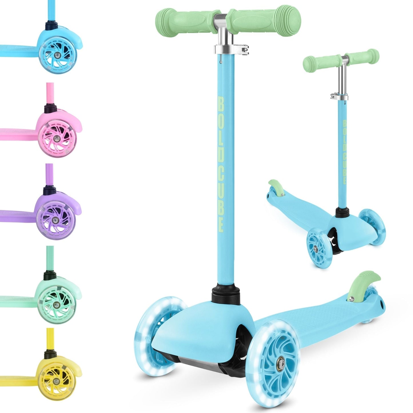 Blue & Green - Teeny 3 Wheel Scooter - Littletrax Kids Electric Bikes