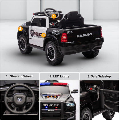12V Dodge Ram Police Ride-On Car: Your Child's First Patrol Mission - Littletrax Kids Electric Bikes