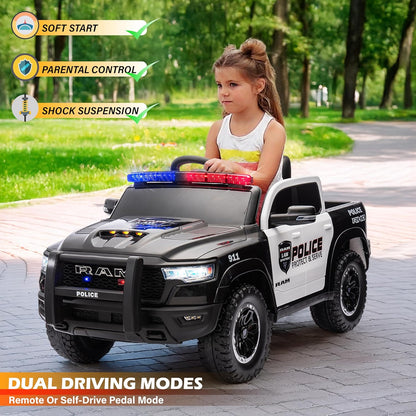 12V Dodge Ram Police Ride-On Car: Your Child's First Patrol Mission - Littletrax Kids Electric Bikes