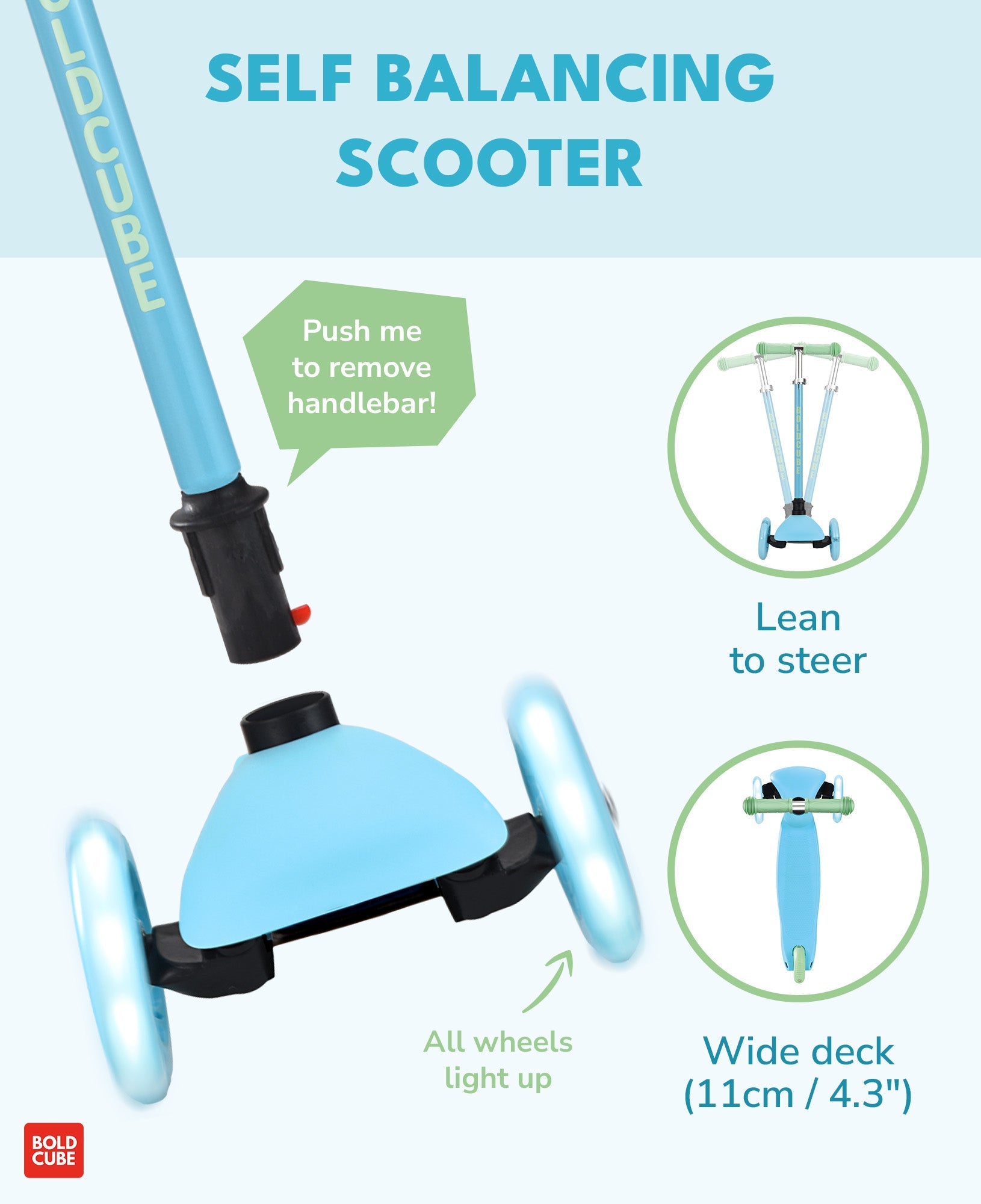 Blue & Green - Teeny 3 Wheel Scooter - Littletrax Kids Electric Bikes