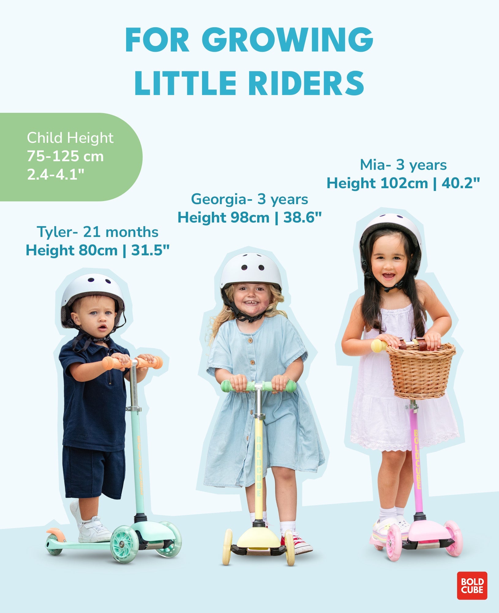 Blue & Green - Teeny 3 Wheel Scooter - Littletrax Kids Electric Bikes