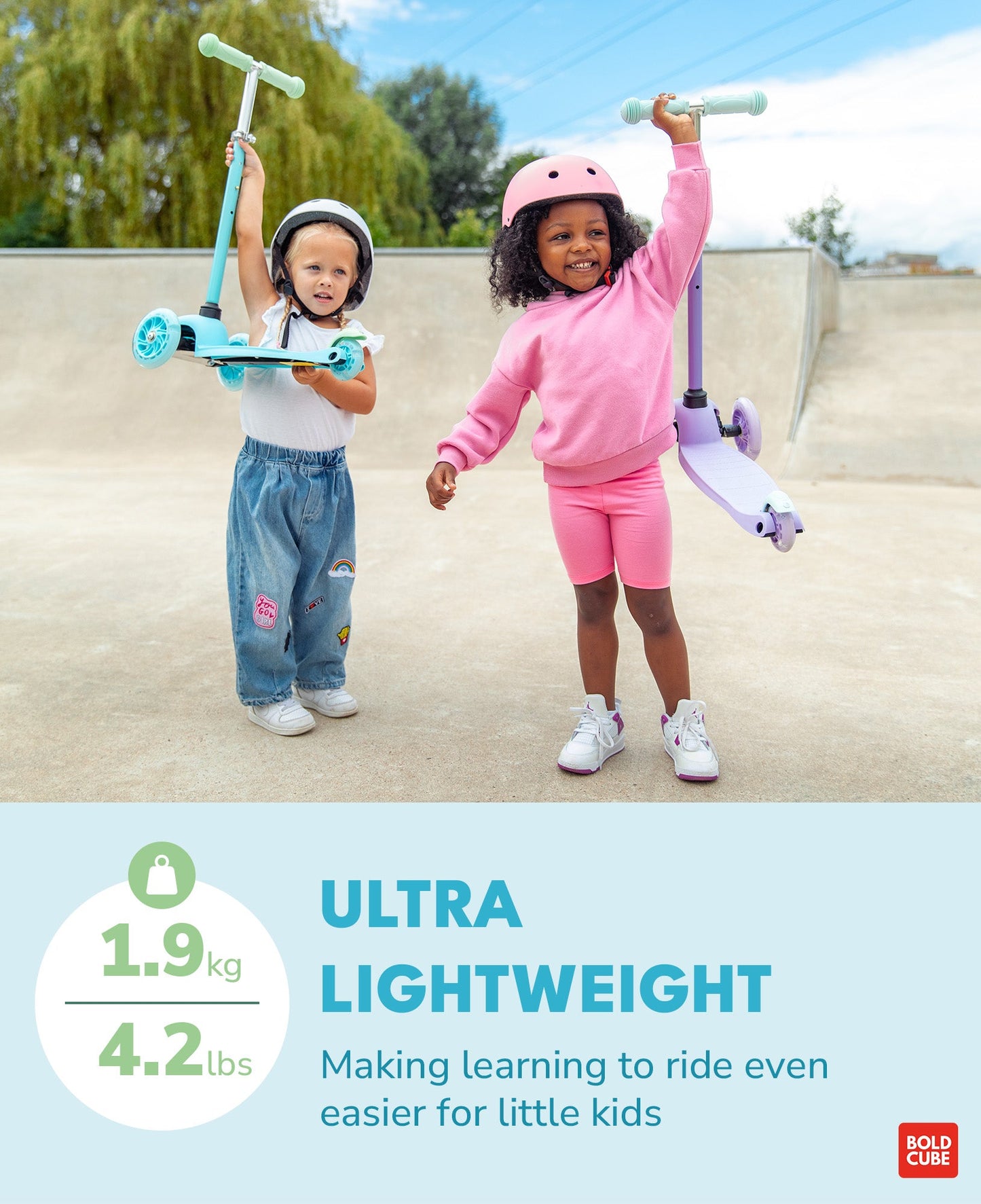 Blue & Green - Teeny 3 Wheel Scooter - Littletrax Kids Electric Bikes