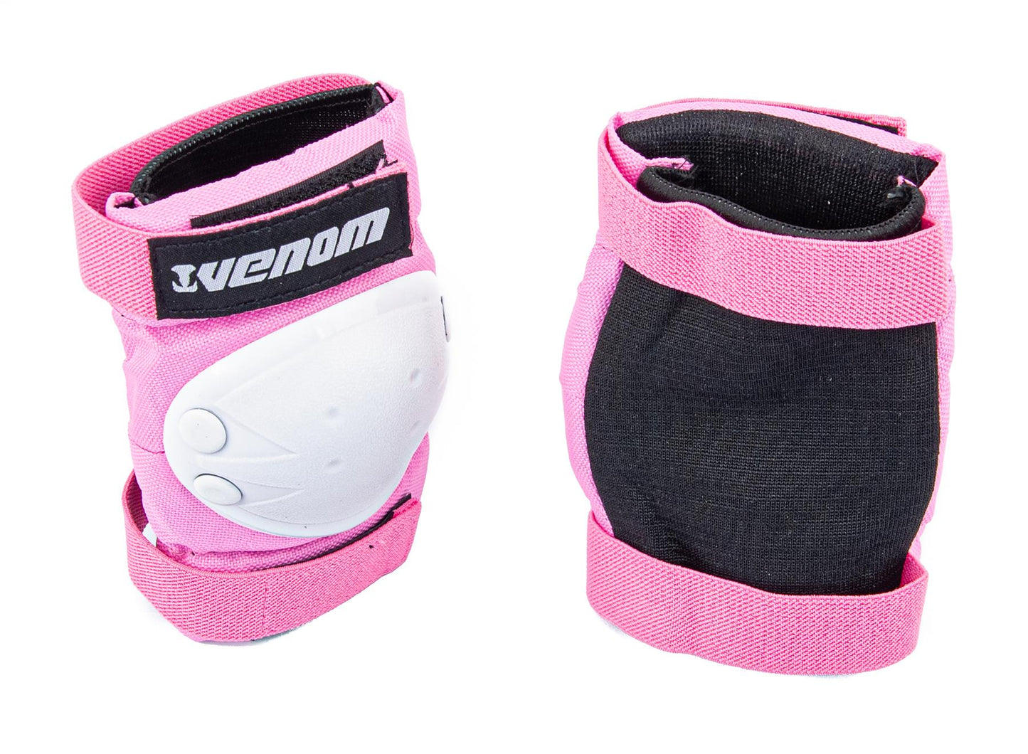 Venom Triple Knee/Elbow/Wrist Pad Set - Pink White - Littletrax Kids Electric Bikes
