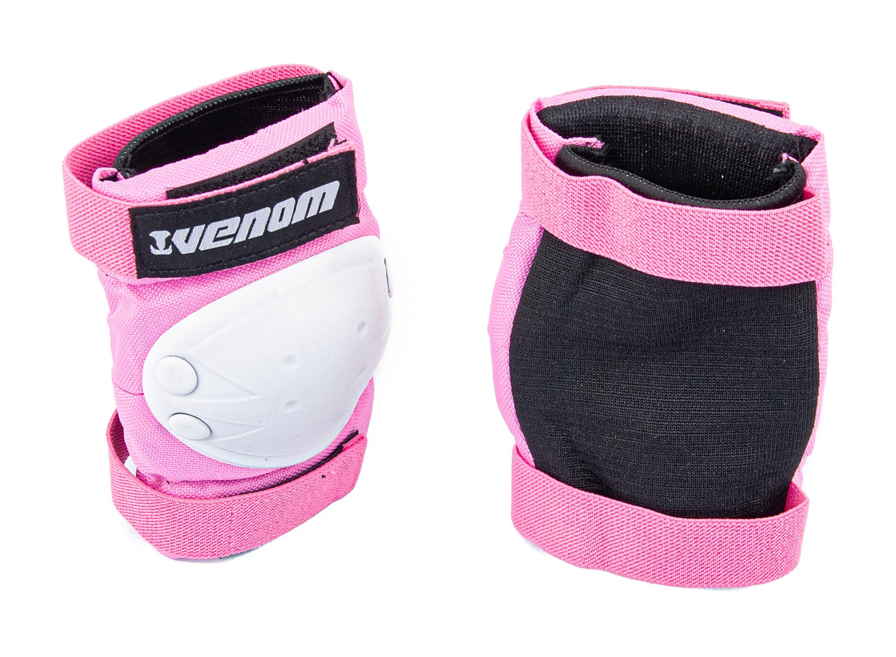 Venom Triple Knee/Elbow/Wrist Pad Set - Pink White - Littletrax Kids Electric Bikes