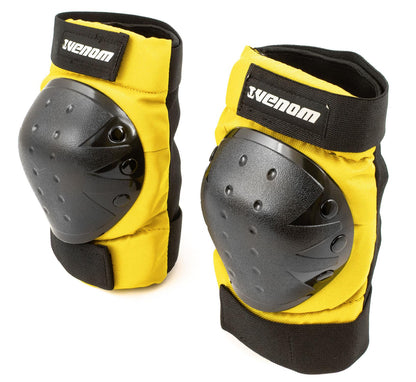 Venom Triple Knee/Elbow/Wrist Pad Set - Yellow Black - Littletrax Kids Electric Bikes