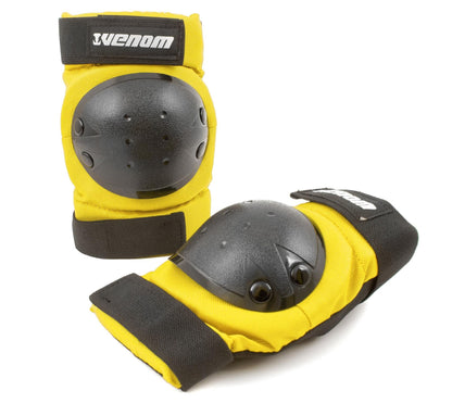 Venom Triple Knee/Elbow/Wrist Pad Set - Yellow Black - Littletrax Kids Electric Bikes
