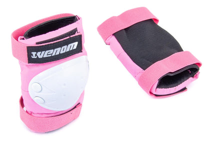 Venom Triple Knee/Elbow/Wrist Pad Set - Pink White - Littletrax Kids Electric Bikes